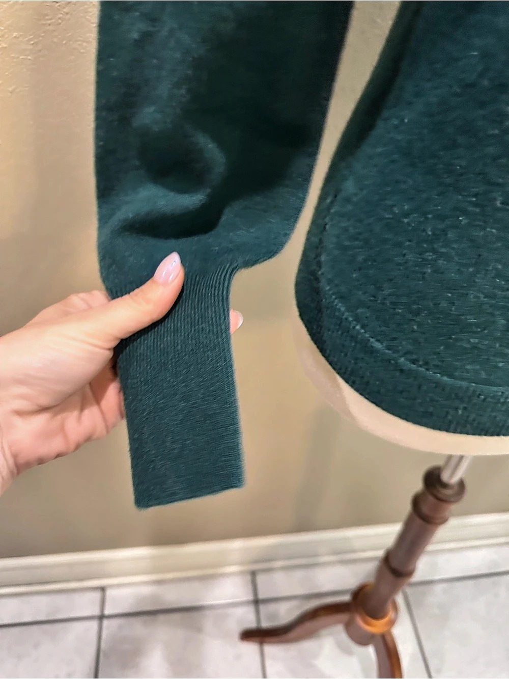 Talbots Pure Cashmere V-Neck Sweater Blue Green Petite Small - Picture 10 of 13